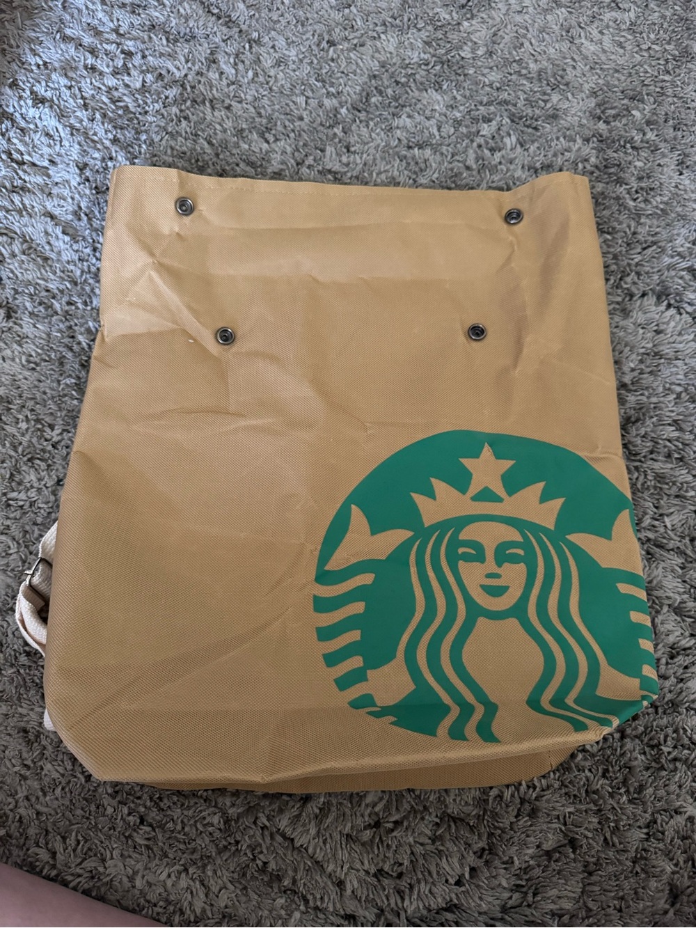 Starbucks Canvas Roll-Top Siren Logo Backpack Bag | Tan & Green